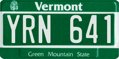 VT license plate YRN641