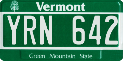 VT license plate YRN642