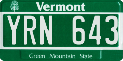 VT license plate YRN643