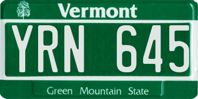 VT license plate YRN645