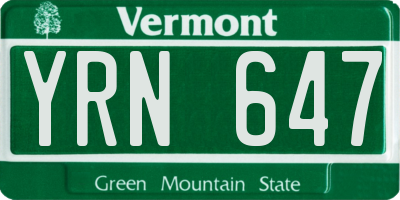 VT license plate YRN647