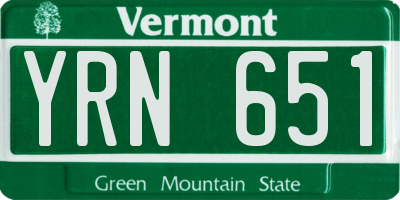 VT license plate YRN651