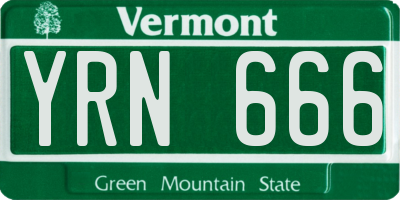 VT license plate YRN666