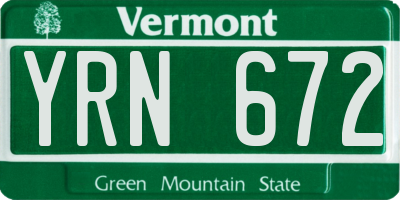 VT license plate YRN672