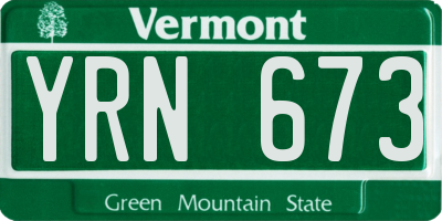 VT license plate YRN673
