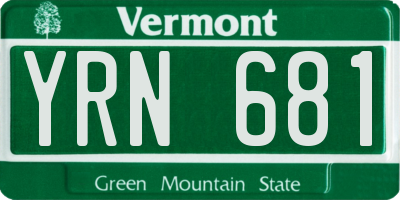 VT license plate YRN681