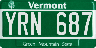 VT license plate YRN687