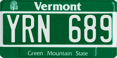 VT license plate YRN689