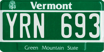 VT license plate YRN693