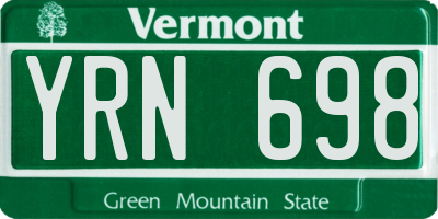VT license plate YRN698