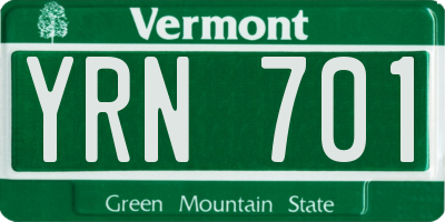 VT license plate YRN701
