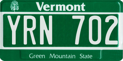 VT license plate YRN702
