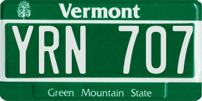 VT license plate YRN707