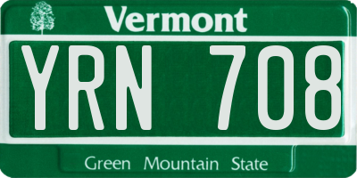 VT license plate YRN708