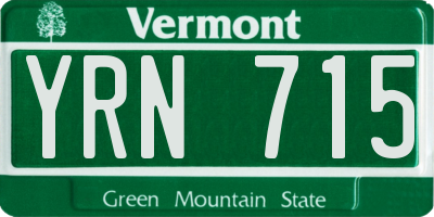VT license plate YRN715