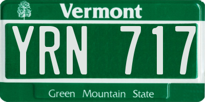 VT license plate YRN717