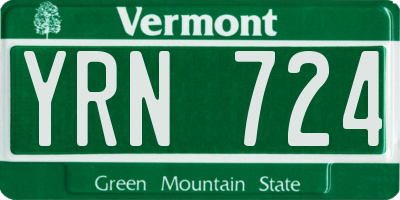 VT license plate YRN724