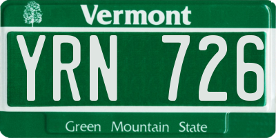 VT license plate YRN726
