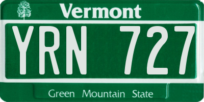 VT license plate YRN727