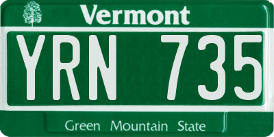 VT license plate YRN735