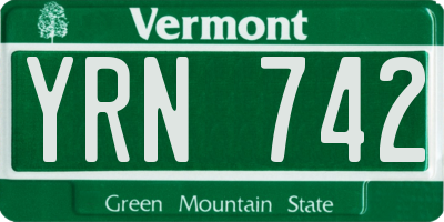 VT license plate YRN742