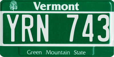 VT license plate YRN743