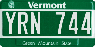 VT license plate YRN744