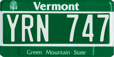 VT license plate YRN747