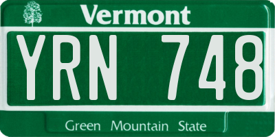 VT license plate YRN748
