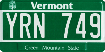 VT license plate YRN749