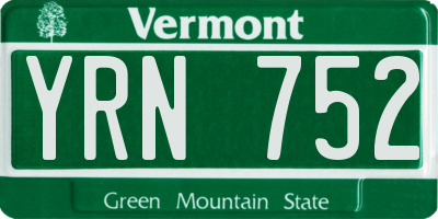 VT license plate YRN752