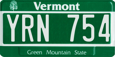 VT license plate YRN754