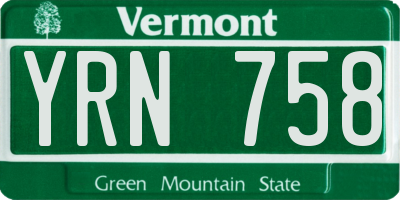VT license plate YRN758