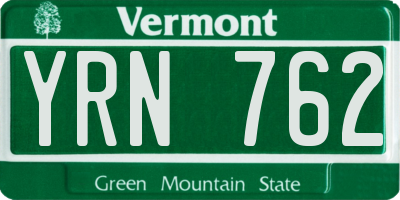 VT license plate YRN762