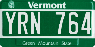 VT license plate YRN764