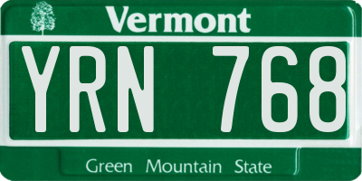 VT license plate YRN768