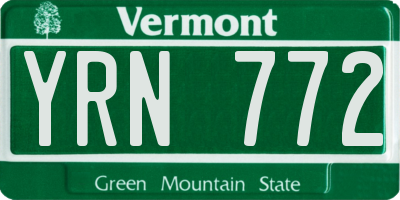 VT license plate YRN772