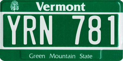 VT license plate YRN781