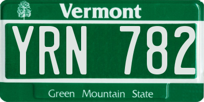 VT license plate YRN782