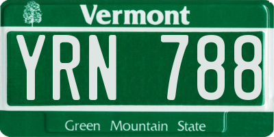 VT license plate YRN788