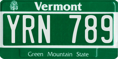 VT license plate YRN789