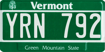 VT license plate YRN792