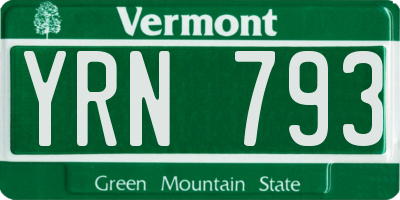 VT license plate YRN793