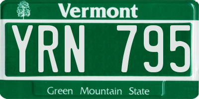 VT license plate YRN795