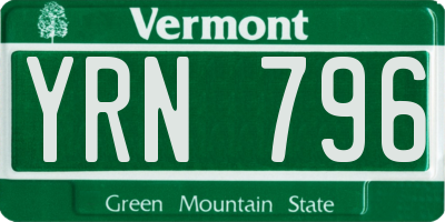 VT license plate YRN796