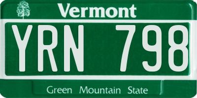 VT license plate YRN798