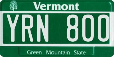 VT license plate YRN800