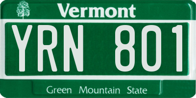 VT license plate YRN801