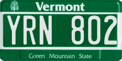 VT license plate YRN802