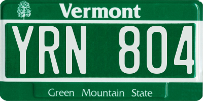 VT license plate YRN804